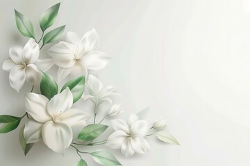 Fototapeta premium Realistic jasmine bloom on a white background for social media, Generative AI.
