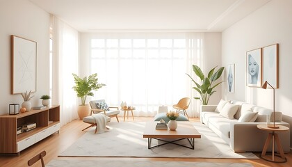 Fototapeta premium A serene retreat in soothing pastels, minimalist chic meets subtle geometric charm, pale blues and creamy whites dance in intricate patterns.