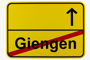 Illustration eines Ortsausgangsschildes von Giengen in Baden-Württemberg	