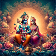 Fototapeta premium Laksmi-devi y Vishnu