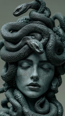 stone medusa statue, Greek statue