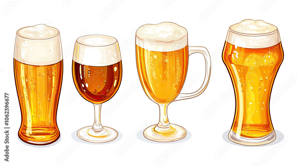 Poster variety of different beers displayed on a transparent background generative ai