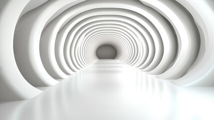 Obraz premium A futuristic tunnel with a seamless, rounded white interior offering a sense of infinity and curiosity. The smooth design evokes a sense of movement and innovation.