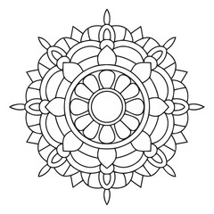 mandala coloring book for adults and children, a black and white drawing of a flower with a circle in the middle