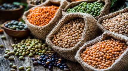 Fototapeta premium Nutritional Powerhouses Legumes are rich in protein, fiber, vitamins, and minerals. They are an excellent plant-based protein source, making them a staple for vegetarians and vegans. 