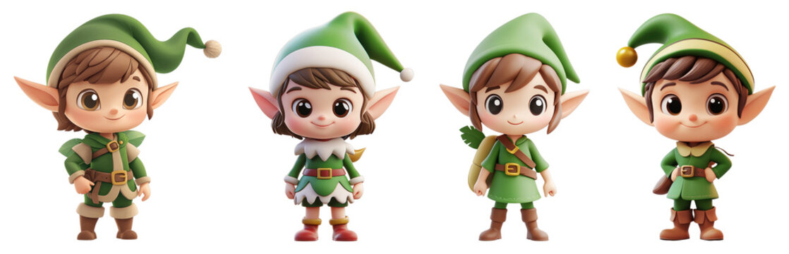 A 3D elf icon with a transparent background, symbolizing the playful helpers of Santa during the Christmas season.