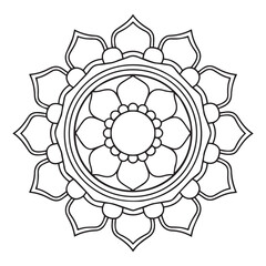 mandala coloring book for adults and children, a black and white drawing of a flower with a circle in the middle