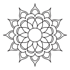mandala coloring book for adults and children, a black and white drawing of a flower with a circle in the middle