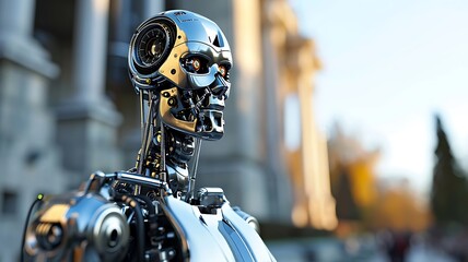 Fototapeta premium Future of Artificial Intelligence: Humanoid Robot Embodying Advanced Capabilities 