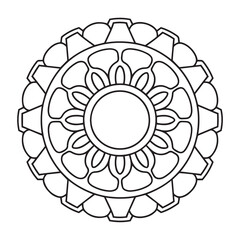 mandala coloring book for adults and children, a black and white drawing of a flower with a circle in the middle