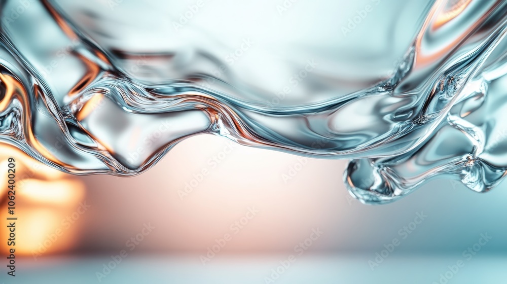 Poster Delicate flowing metallic textures blend effortlessly with soft focus and glowing light, creating a dreamy and ethereal visual experience for the viewer.