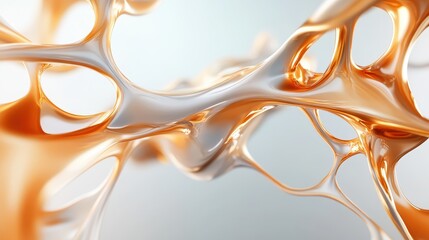 This image illustrates creamy, swirling liquid shapes forming an intricate web on a light background, emphasizing elegance and intertwining motion in an abstract art form.