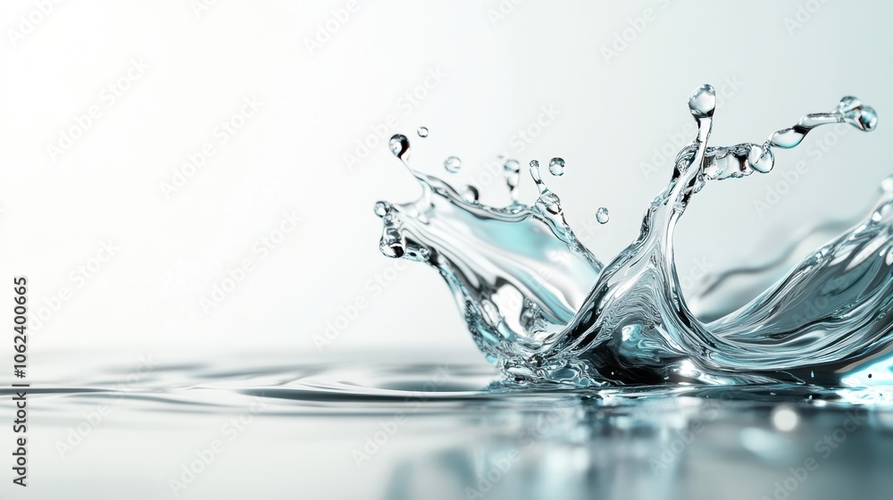 Poster a dynamic capture of a water splash mid-flight, frozen in time, highlighting the fluid motion and in