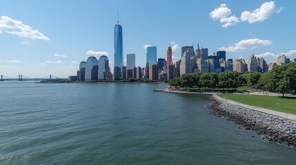 The vibrant skyline of City is illuminated at night, showcasing a blue candlestick chart that represents stock market activity.