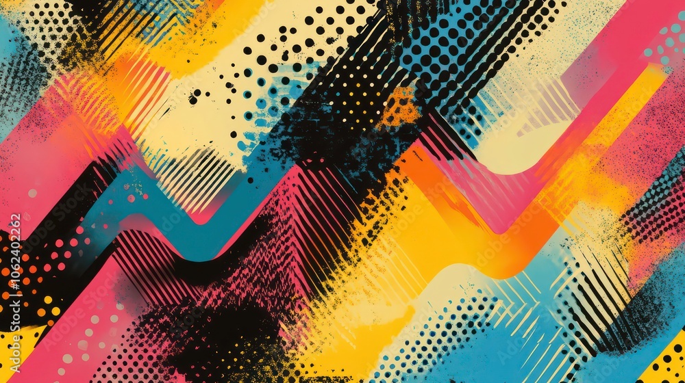 Poster abstract colorful pattern with dynamic lines and textures.
