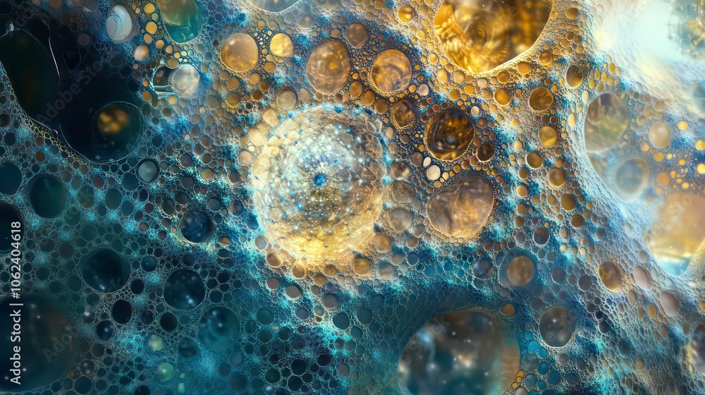 Aufkleber abstract representation of bubbles and textures in a cosmic-like environment.