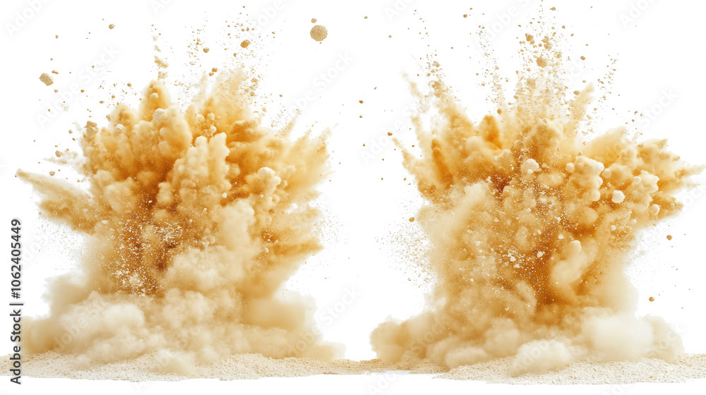 Poster Dynamic Explosion Powder Rendering on a Transparent Background Generative AI