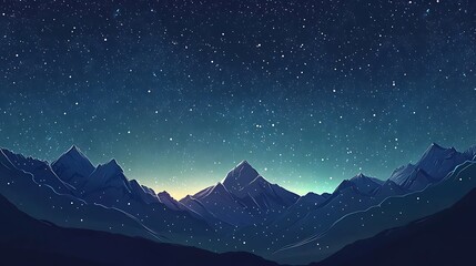 New Year scenic mountain landscape under a starry sky
