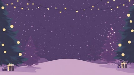 Fototapeta premium Christmas muted lavender backdrop with faint Christmas light outlines