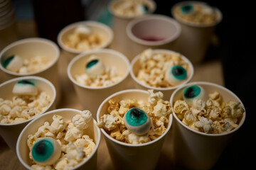 Delightful Spooky Popcorn Snack Cups Perfect for a Halloween Celebration Party Gathering