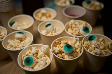 Delightful Spooky Popcorn Snack Cups Perfect for a Halloween Celebration Party Gathering
