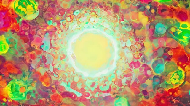 Hallucinogenic psychedelic liquid light show forming abstract patterns
