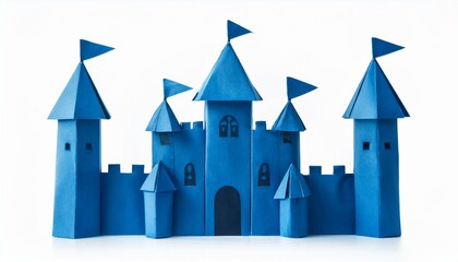 Blue paper castle with flags