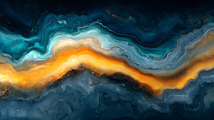 Fototapeta premium Stunning Blue and Yellow Epoxy Background with Geometric Patterns for an Artistic Showcase