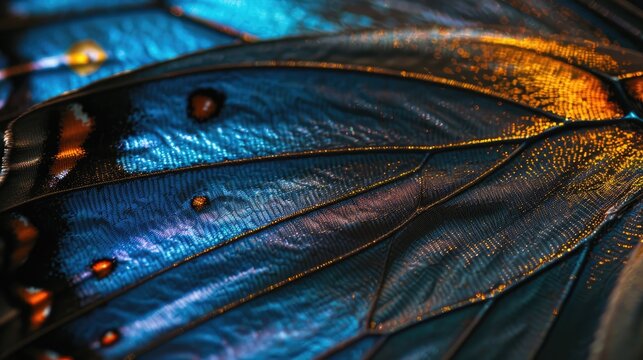 Close-up of a morpho butterfly's wing