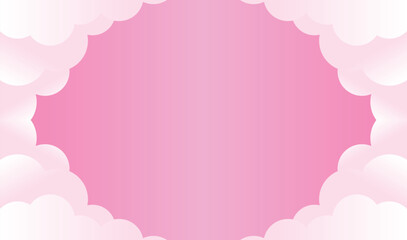 abstract pink and white paper cut background with clouds for modern design.