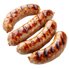 Smoked pork sausage links, Isolated on White Background 