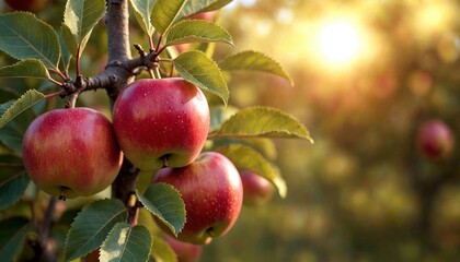 Autumn Apple Tree Under Radiant Sunlight