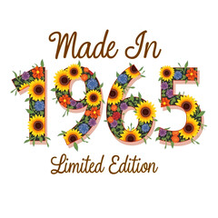 Made in 1965, Limited Edition. Vintage Birthday design for t-shirt, greeting card
