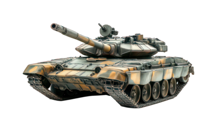 Battle tank isolated on white created with Generative AI