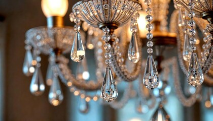 Luxurious Crystal Chandelier Close-Up