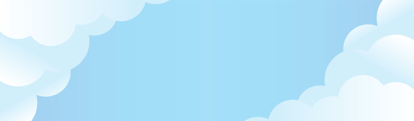 Abstract blue and white paper cut background with clouds for modern design.