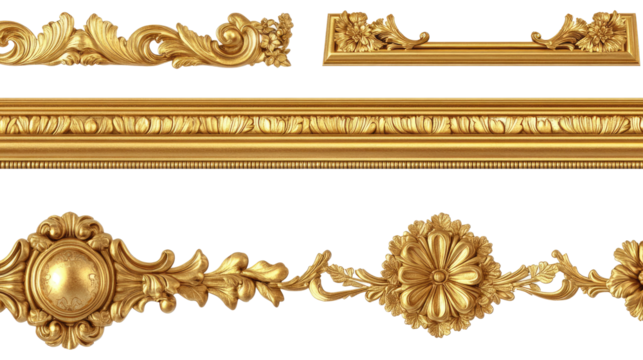 Elegant Golden Luxury Border Frame Designs With Vintage Floral Motifs Generative AI