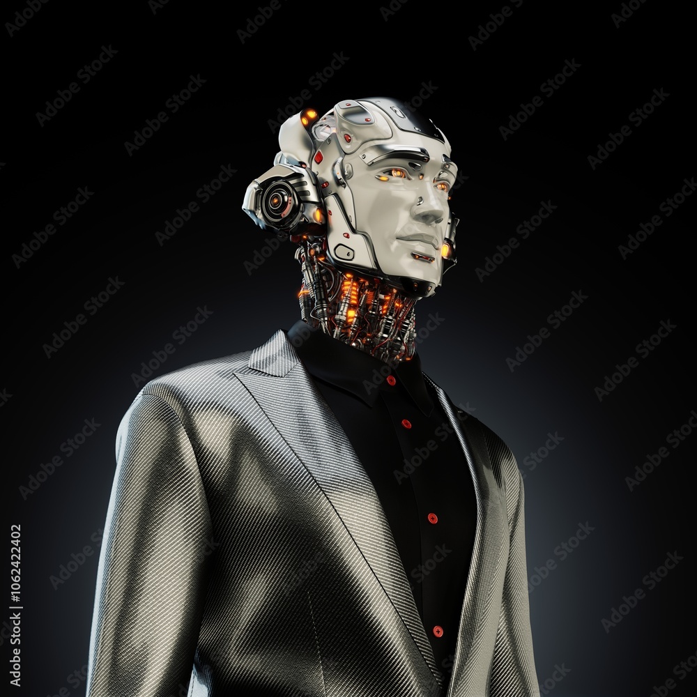 Aufkleber futuristic humanoid robot in a sleek suit displaying advanced technology and artificial intelligence