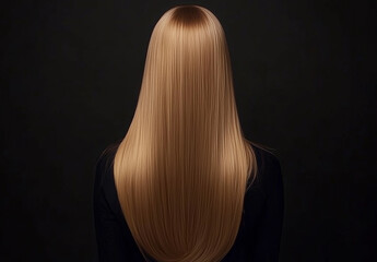 Woman with beautiful healthy shiny long hair, rear view. Generative AI,