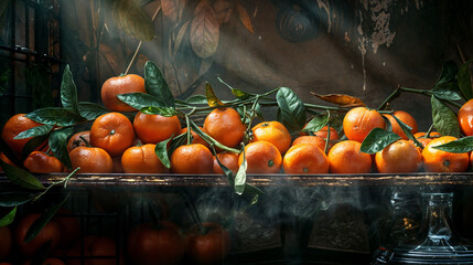 ripe tangerines in a basket
