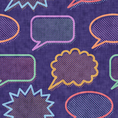 Vintage seamless pattern of speech bubbles. Retro speech bubble pattern in pop art style.