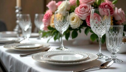 Luxury Dining Setup with Floral Centerpiece