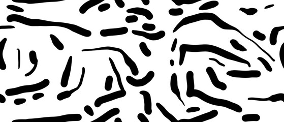 Seamless abstract geometric pattern. Background in black, white. Illustration. Lines, stains. Design for textile fabrics, wrapping paper, background, wallpaper, cover.