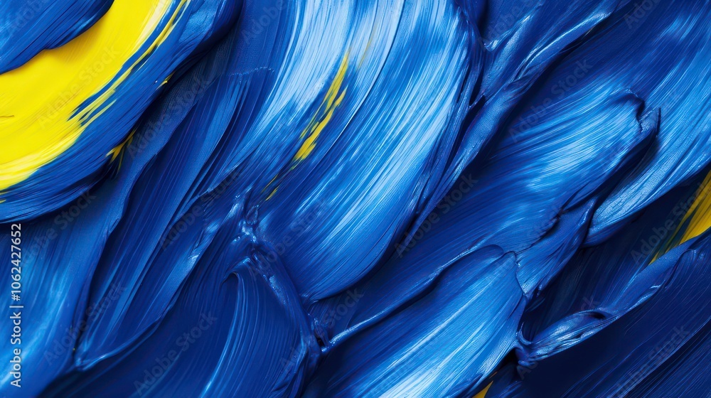 Aufkleber abstract vibrant brush strokes in purple and yellow create a dynamic visual texture.