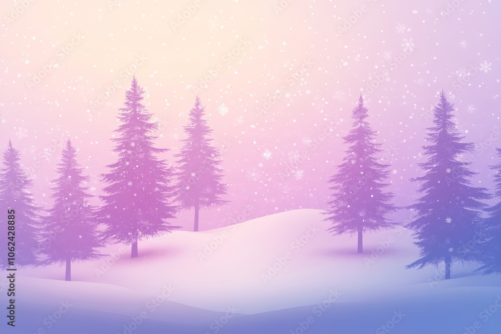 Poster stunning white winter background with snow-covered fir trees in the forest close-up and a path betwe