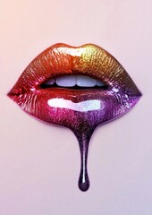 Obraz premium A colorful lip with glitter and a rainbow of colors