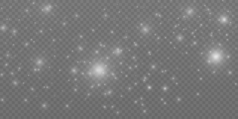 White png dust light. Bokeh light lights effect background. Christmas background of shining dust Christmas glowing light bokeh confetti and spark overlay texture for your design.