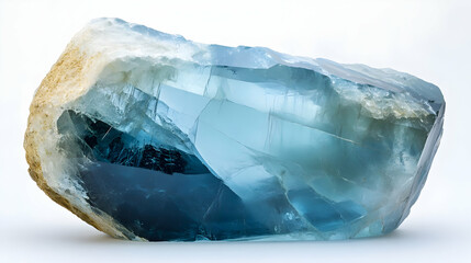 Fototapeta premium A close-up of raw aquamarine crystals, showing natural blue hues with translucent and jagged textures.
