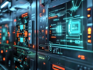 Obraz premium A futuristic system for controlling and monitoring smart