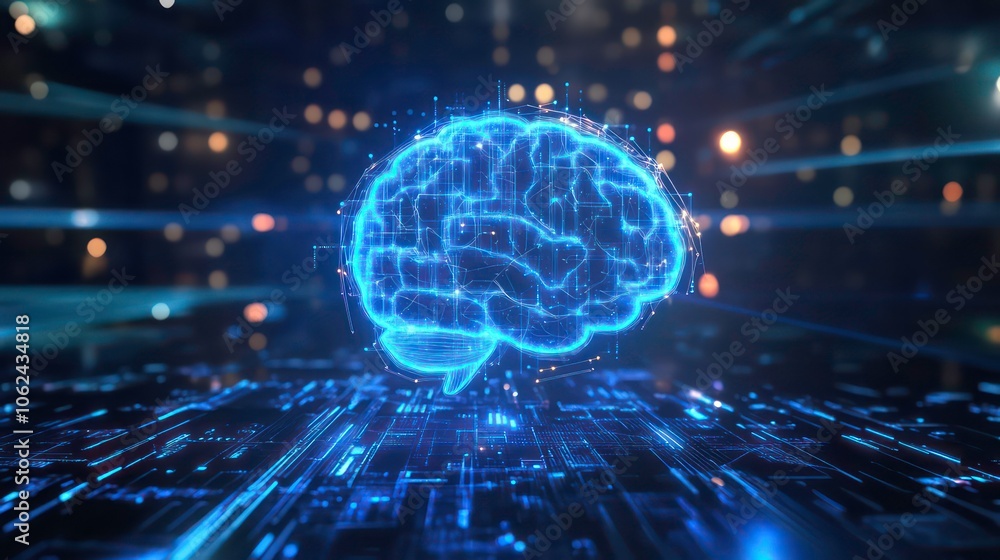 Aufkleber a digital representation of a brain, symbolizing technology and artificial intelligence.